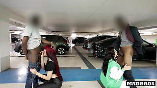 several big arse Latina roommates fucked away from several black guys in a public parking lot!!!